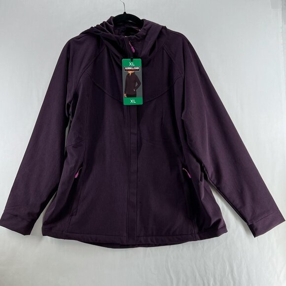 Kirkland Signature Softshell Jacket Women XL Hooded Fleece Lined Full Zip Purple - Picture 1 of 11